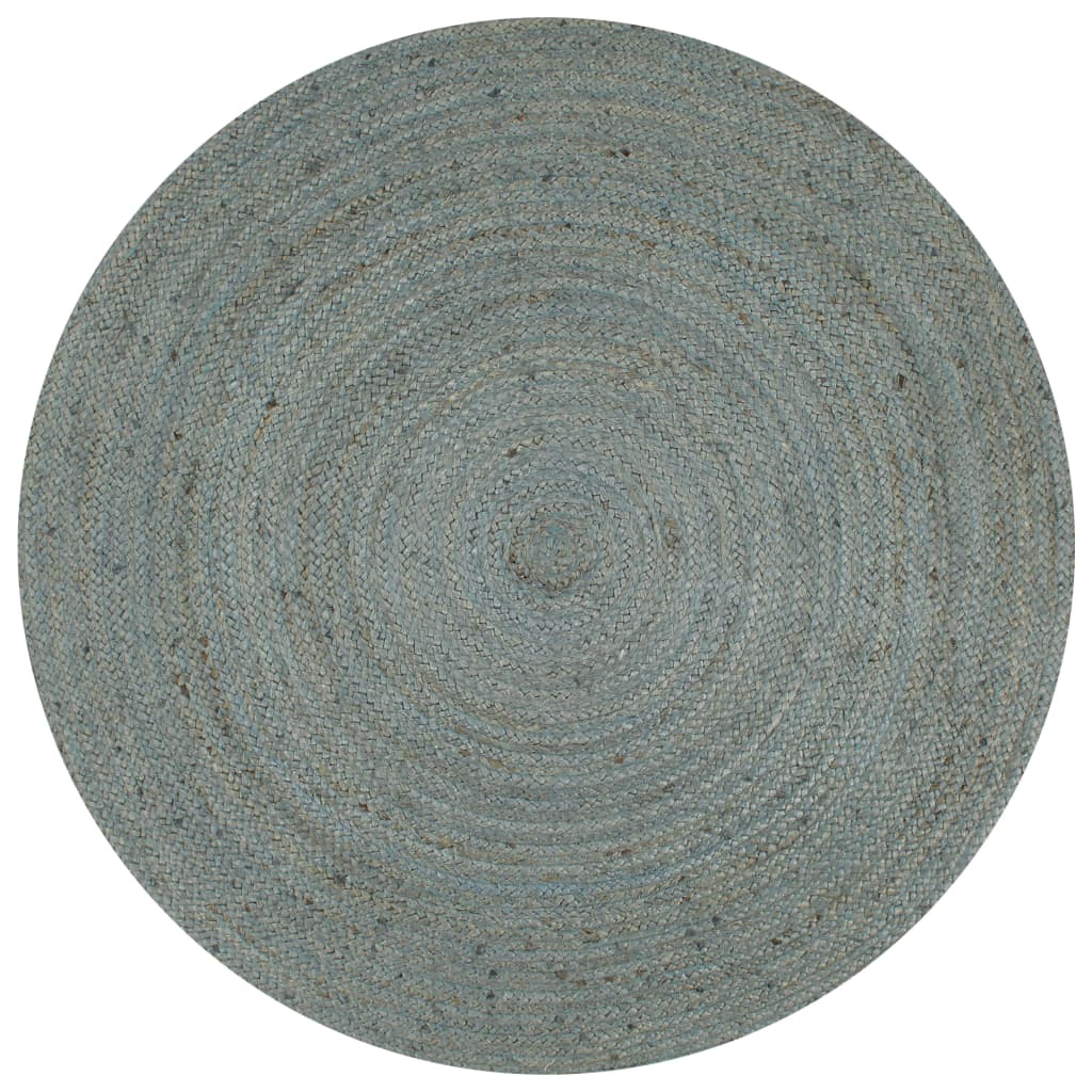Handmade Rug Jute Round 120 cm Olive Green