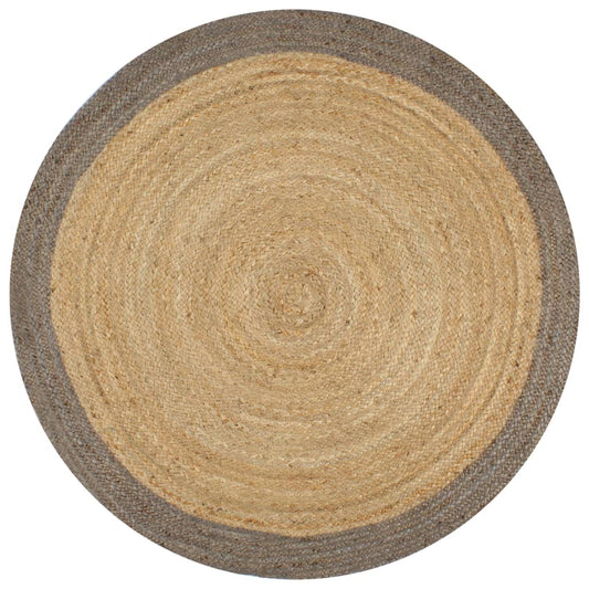 Area Rug | Natural and grey | Braided jute | 150 cm diameter | Durable