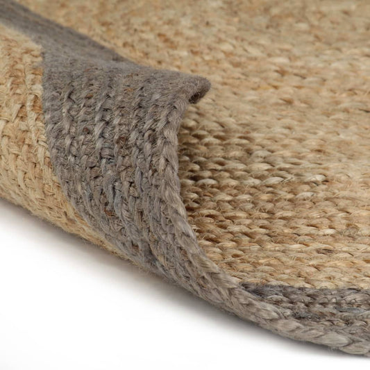 Area Rug | Natural and grey | Braided jute | 150 cm diameter | Durable