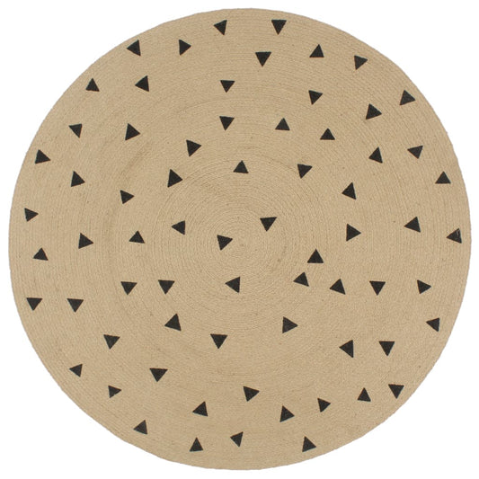 Area Rug | Natural and black | Jute | Medium | Decorative Inlays