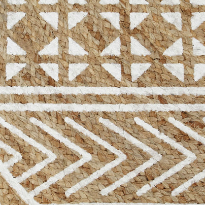 Handmade Rug Jute with White Print 150 cm