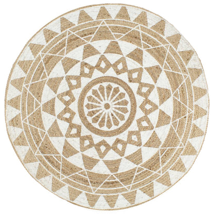 Handmade Rug Jute with White Print 120 cm