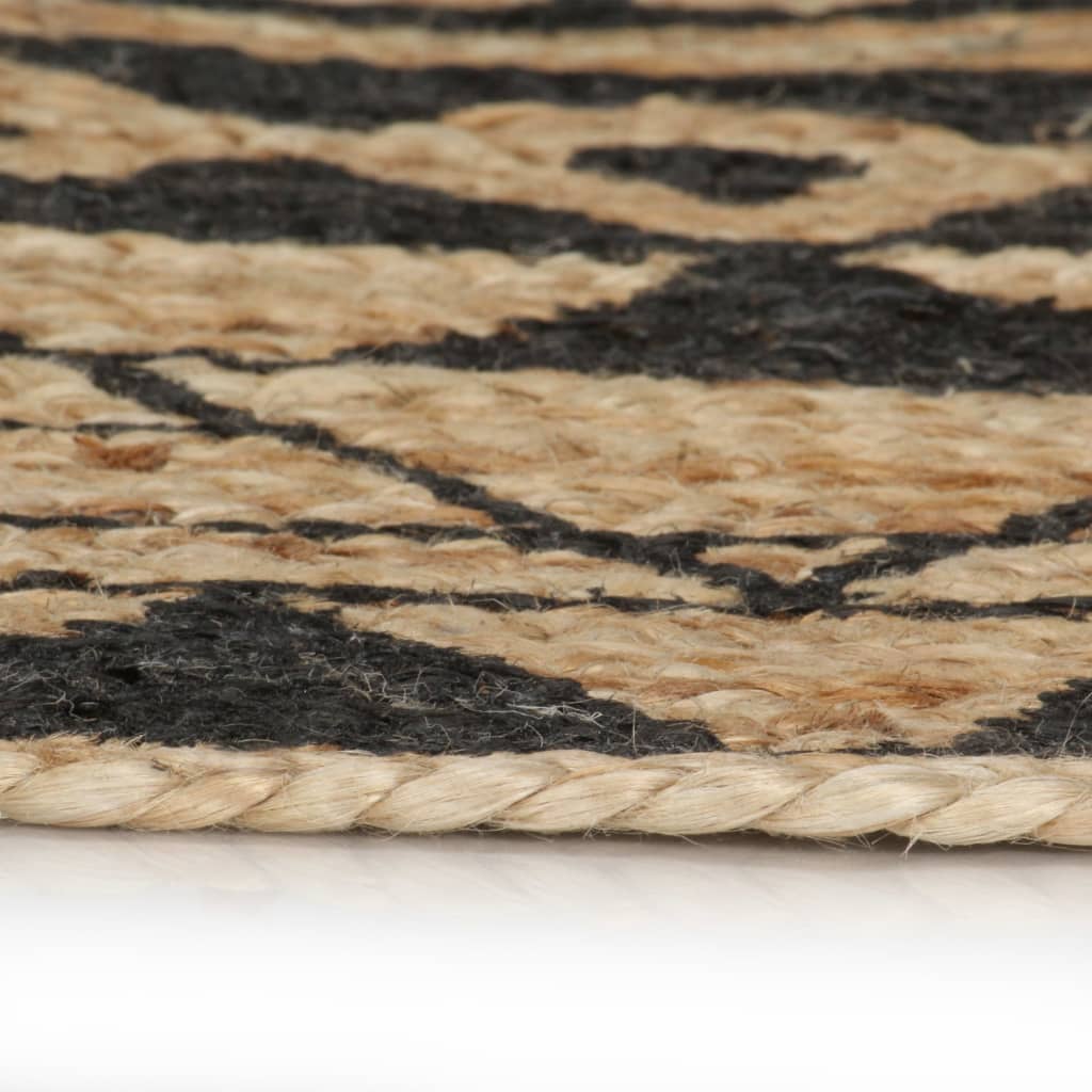 Handmade Rug Jute with Black Print 90 cm