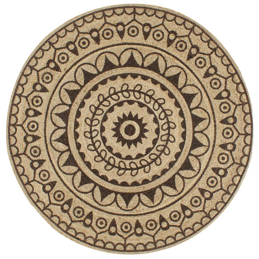 Area Rug | Natural and dark brown | Jute | 150 cm | Durable | Area Rug