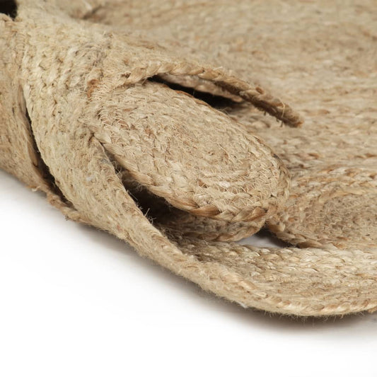 Area Rug | Natural | Braided Jute | 90 cm diameter | Durable | Area Rug