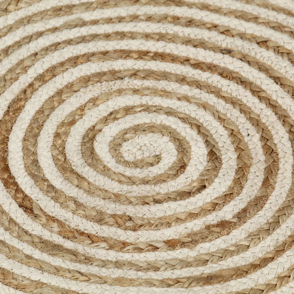Handmade Rug Jute with Spiral Design White 150 cm