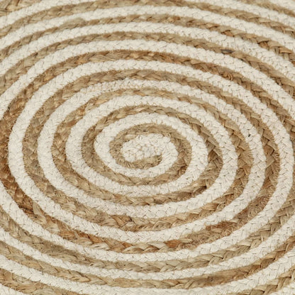 Handmade Rug Jute with Spiral Design White 150 cm