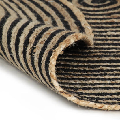 Handmade Rug Jute with Spiral Design Black 90 cm