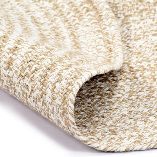 Area Rug | White and natural | Jute and cotton | 90 cm diameter