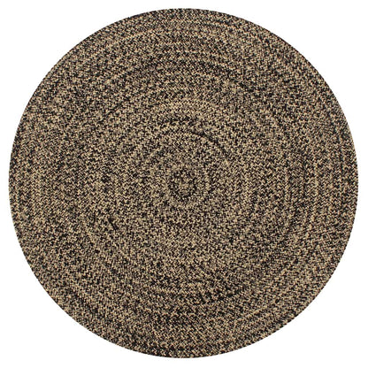 Area Rug | Black and natural | Jute and cotton | 90 cm diameter | Durable