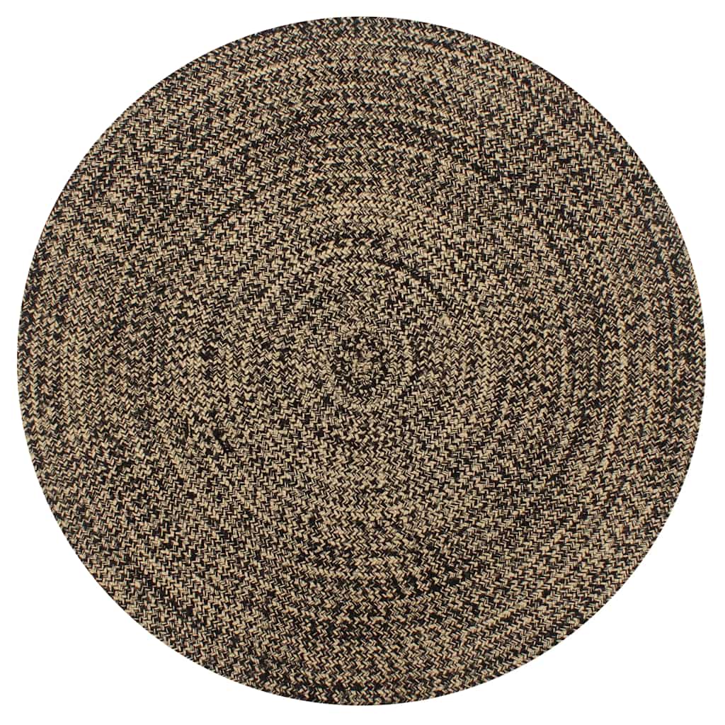 Handmade Rug Jute Black and Natural 90 cm