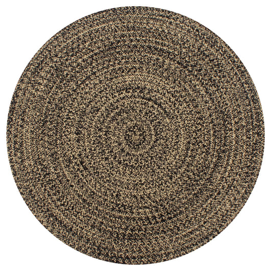 Area Rug | Black and Natural | Jute and Cotton | 120 cm | Durable