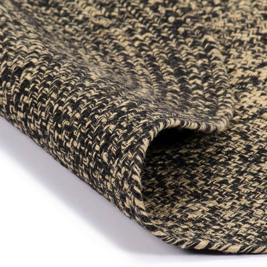 Area Rug | Black and Natural | Jute and Cotton | 120 cm | Durable