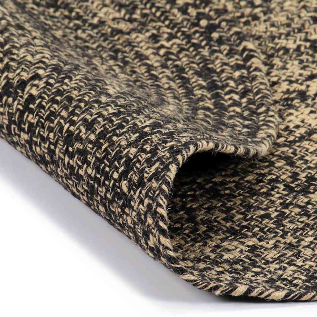 Handmade Rug Jute Black and Natural 150 cm