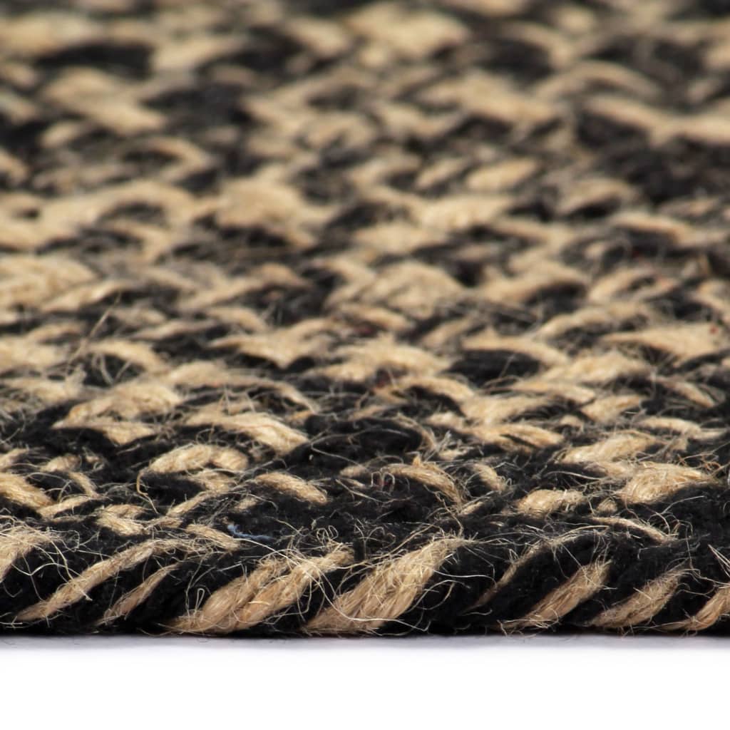 Handmade Rug Jute Black and Natural 150 cm