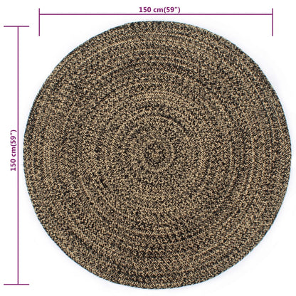 Handmade Rug Jute Black and Natural 150 cm