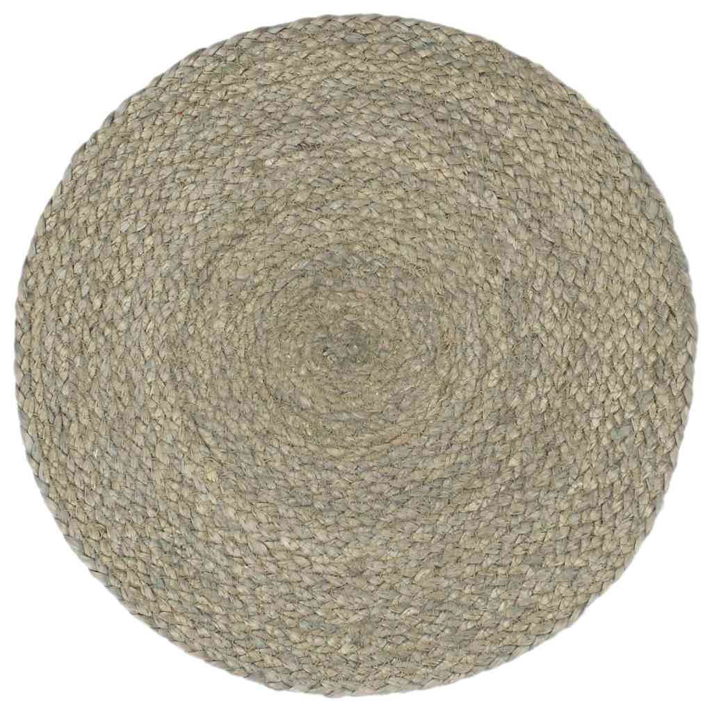 Placemats 4 pcs Plain Grey 38 cm Round Jute