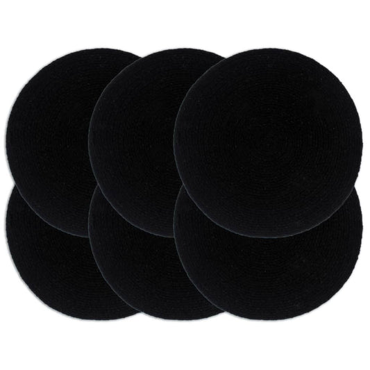 Placemat | Set of 6 | Plain Black | 100% Cotton | 38 cm diameter