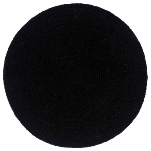 Placemat | Set of 6 | Plain Black | 100% Cotton | 38 cm diameter