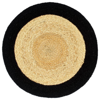 Placemat | Set of 6 | Natural and Black | 70% Jute, 30% Cotton | 38 cm
