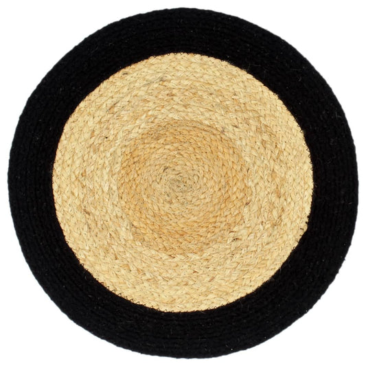 Placemat | Set of 6 | Natural and Black | 70% Jute, 30% Cotton | 38 cm