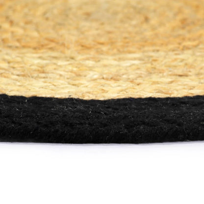 Placemat | Set of 6 | Natural and Black | 70% Jute, 30% Cotton | 38 cm