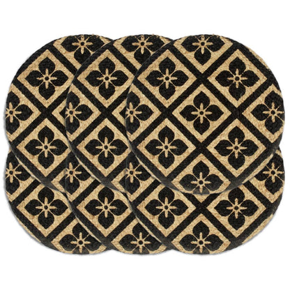 Placemat | Set of 6 | Black | Jute | 38 cm diameter | Non-slip | Placemat