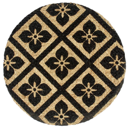 Placemat | Set of 6 | Black | Jute | 38 cm diameter | Non-slip | Placemat