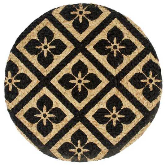 Placemat | Set of 6 | Black | Jute | 38 cm diameter | Non-slip | Placemat