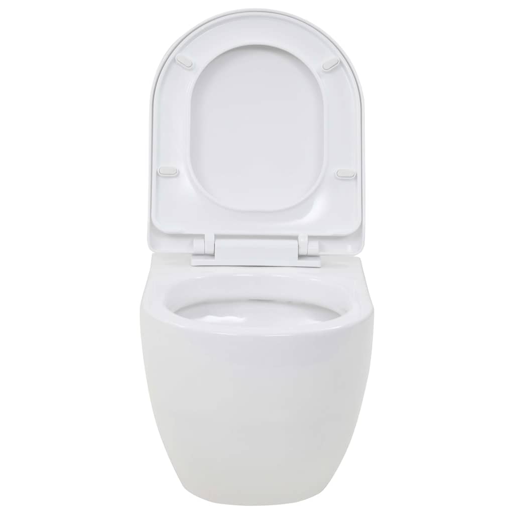 275791 vidaXL Wall-Hung Toilet with Concealed Cistern Ceramic White (143022+142249)