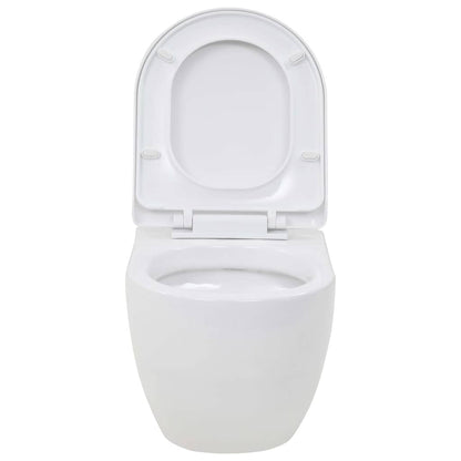 275791 vidaXL Wall-Hung Toilet with Concealed Cistern Ceramic White (143022+142249)