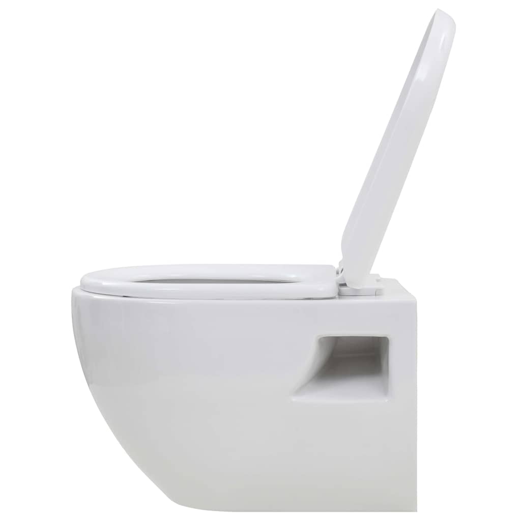 275791 vidaXL Wall-Hung Toilet with Concealed Cistern Ceramic White (143022+142249)