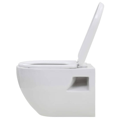 275791 vidaXL Wall-Hung Toilet with Concealed Cistern Ceramic White (143022+142249)