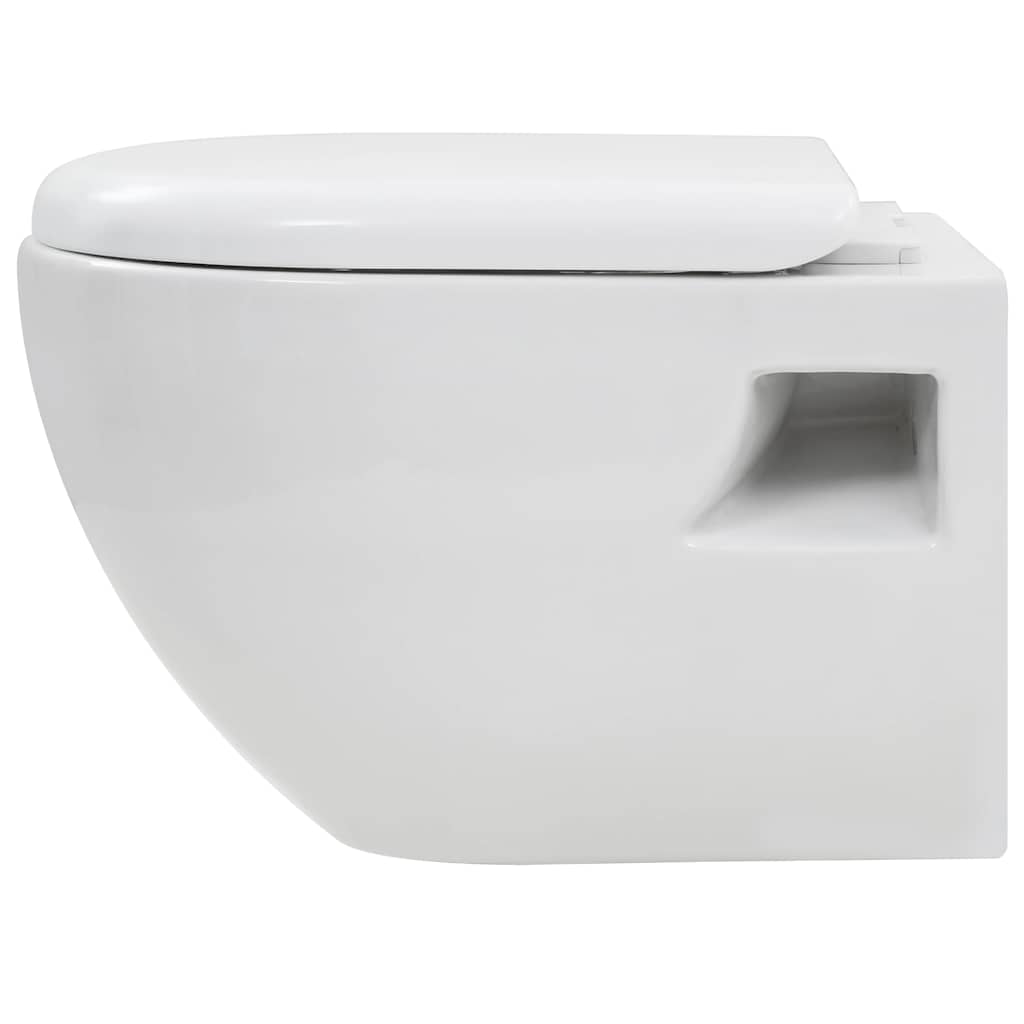 275791 vidaXL Wall-Hung Toilet with Concealed Cistern Ceramic White (143022+142249)