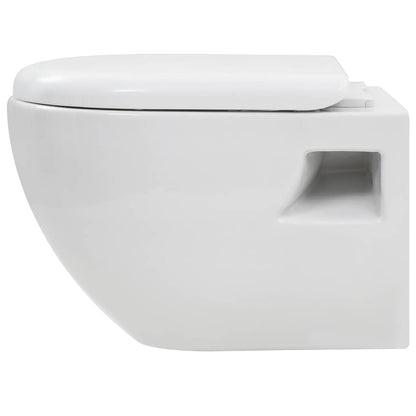 275791 vidaXL Wall-Hung Toilet with Concealed Cistern Ceramic White (143022+142249)