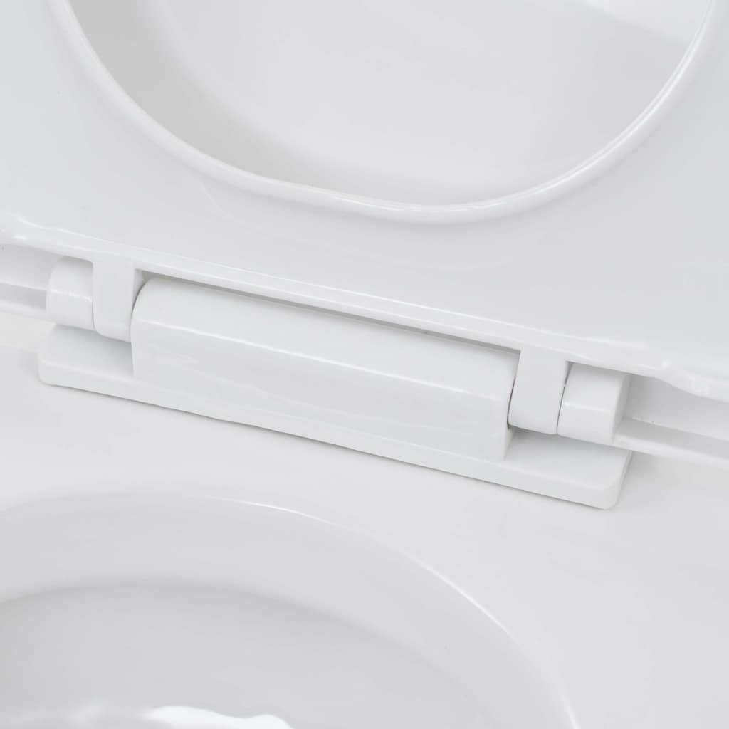 275791 vidaXL Wall-Hung Toilet with Concealed Cistern Ceramic White (143022+142249)