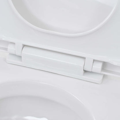 275791 vidaXL Wall-Hung Toilet with Concealed Cistern Ceramic White (143022+142249)