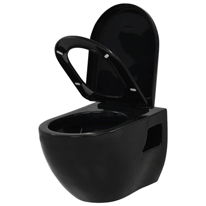 Wall-Hung Toilet with Concealed Cistern Ceramic Black
