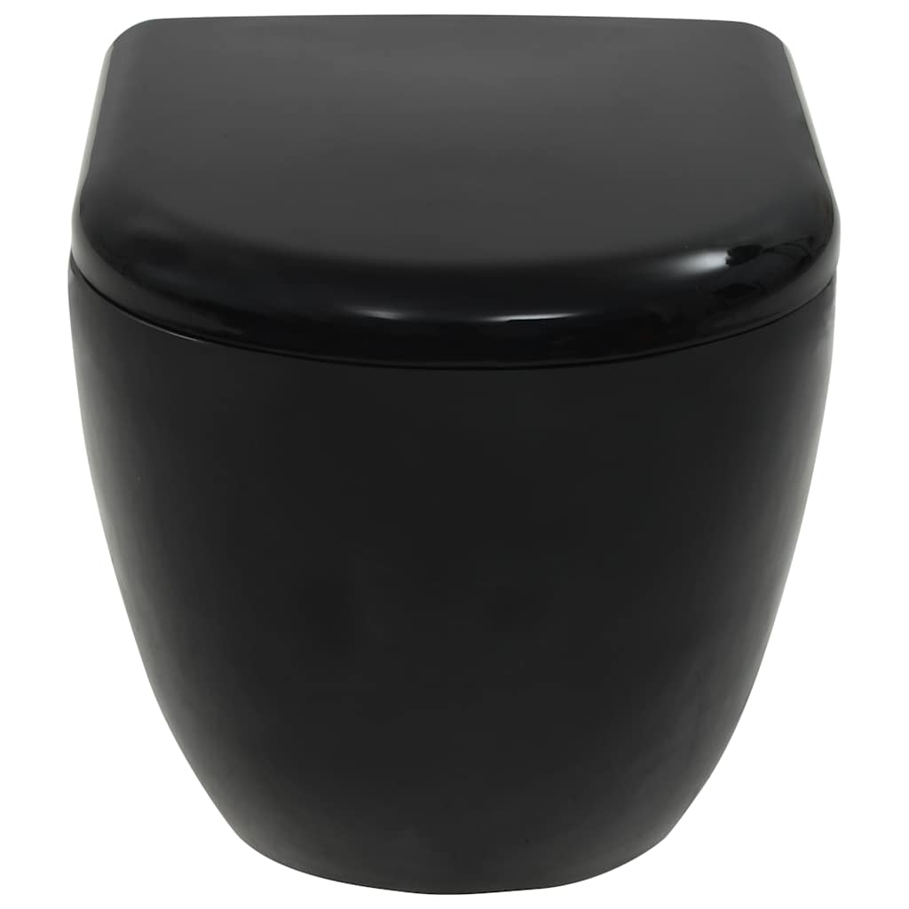 Wall-Hung Toilet with Concealed Cistern Ceramic Black