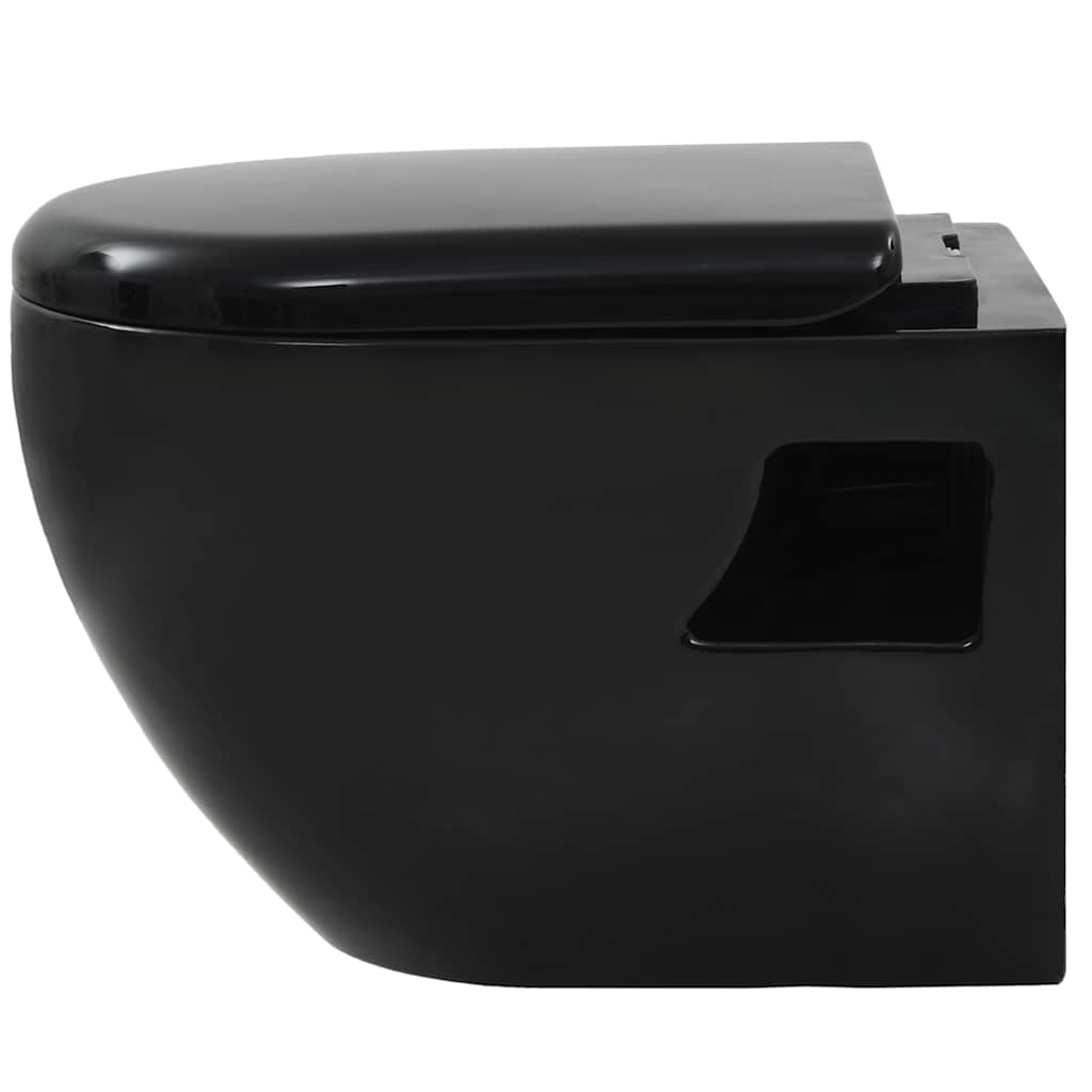 Wall-Hung Toilet with Concealed Cistern Ceramic Black