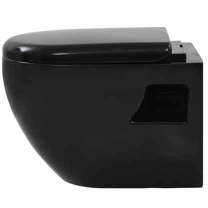 Wall-Hung Toilet with Concealed Cistern Ceramic Black