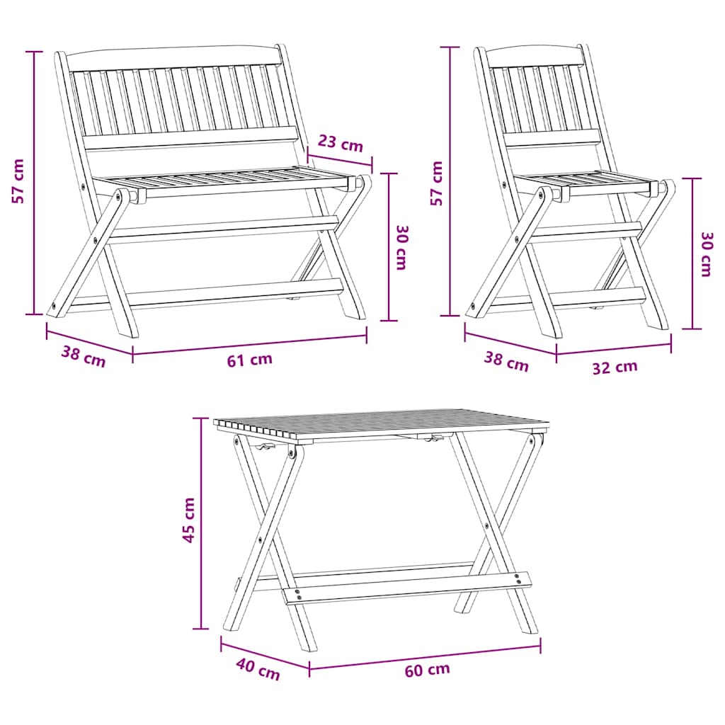 4 Piece Outdoor Dining Set for Children Solid Eucalyptus Wood