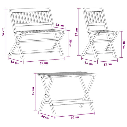 4 Piece Outdoor Dining Set for Children Solid Eucalyptus Wood