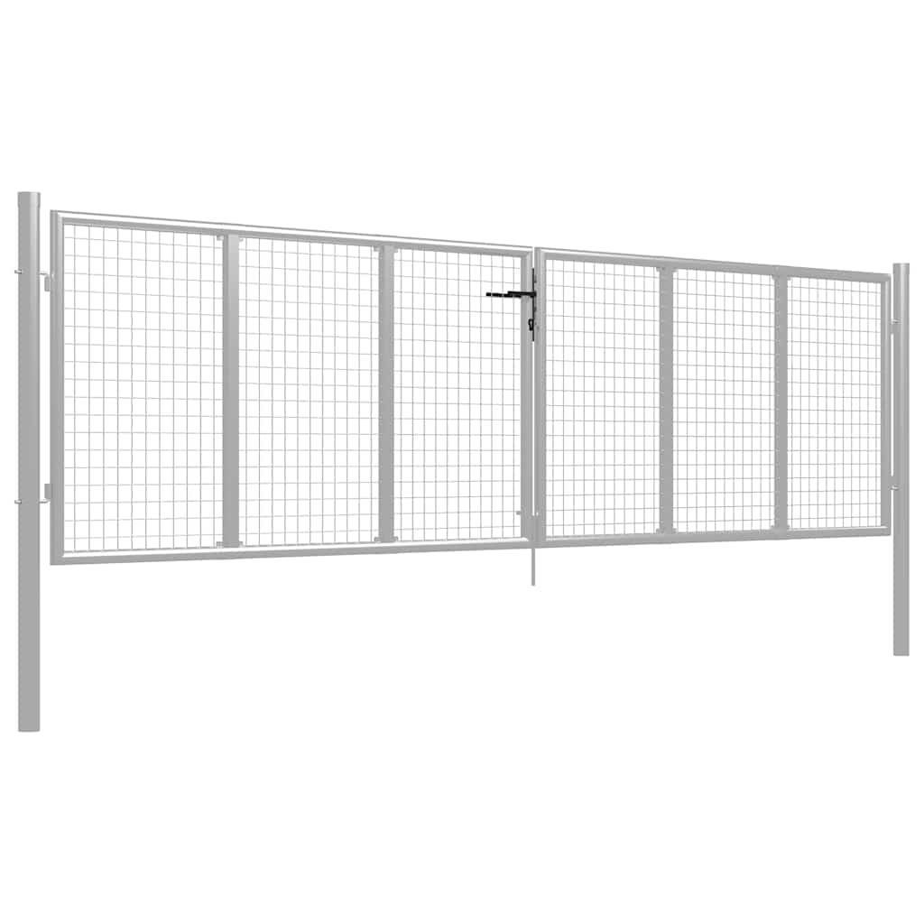 Garden Gate Galvanised Steel 400x100 cm Silver
