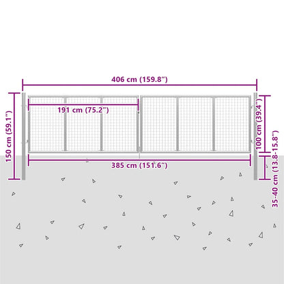 Garden Gate Galvanised Steel 400x100 cm Silver