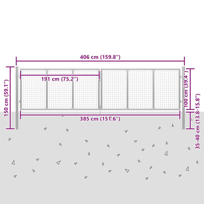 Garden Gate Galvanised Steel 400x100 cm Silver