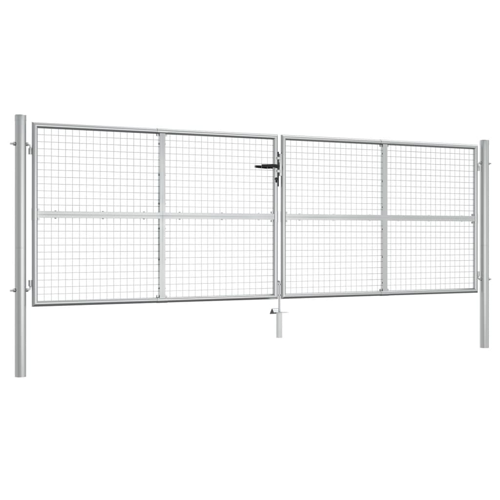 Garden Gate Galvanised Steel 400x125 cm Silver