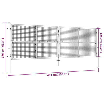 Garden Gate Galvanised Steel 400x125 cm Silver