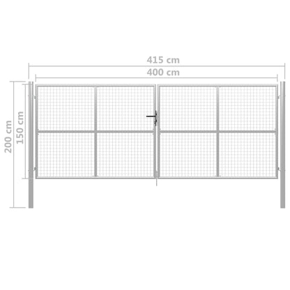 Garden Gate Galvanised Steel 400x150 cm Silver