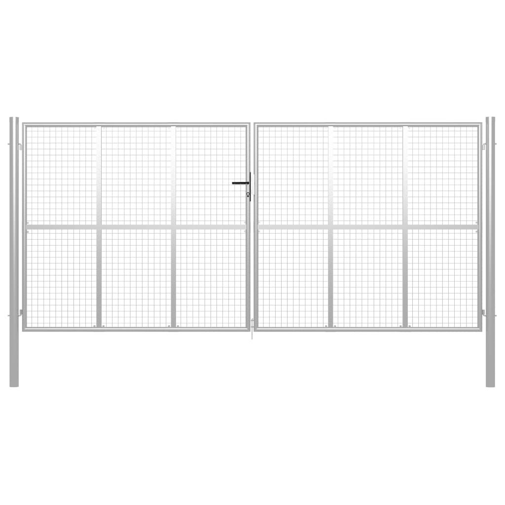 Garden Gate Galvanised Steel 400x175 cm Silver